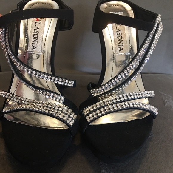 Lasonia High Heels Black w/Rhinestone - Picture 11 of 14